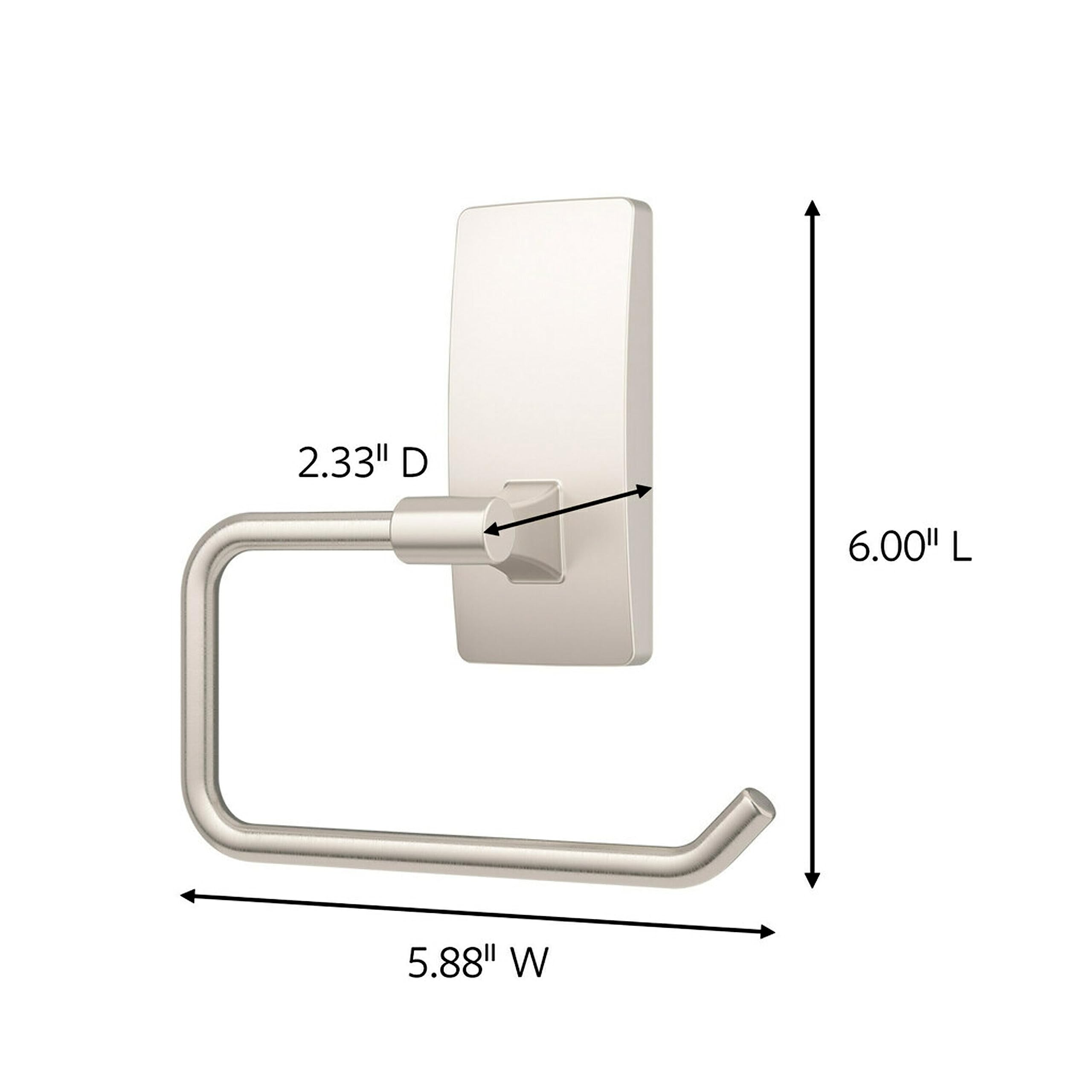 Command Toilet Paper Holder Satin Nickel With Water Resistant Command Strips, Rust Resistant Bathroom Organizer